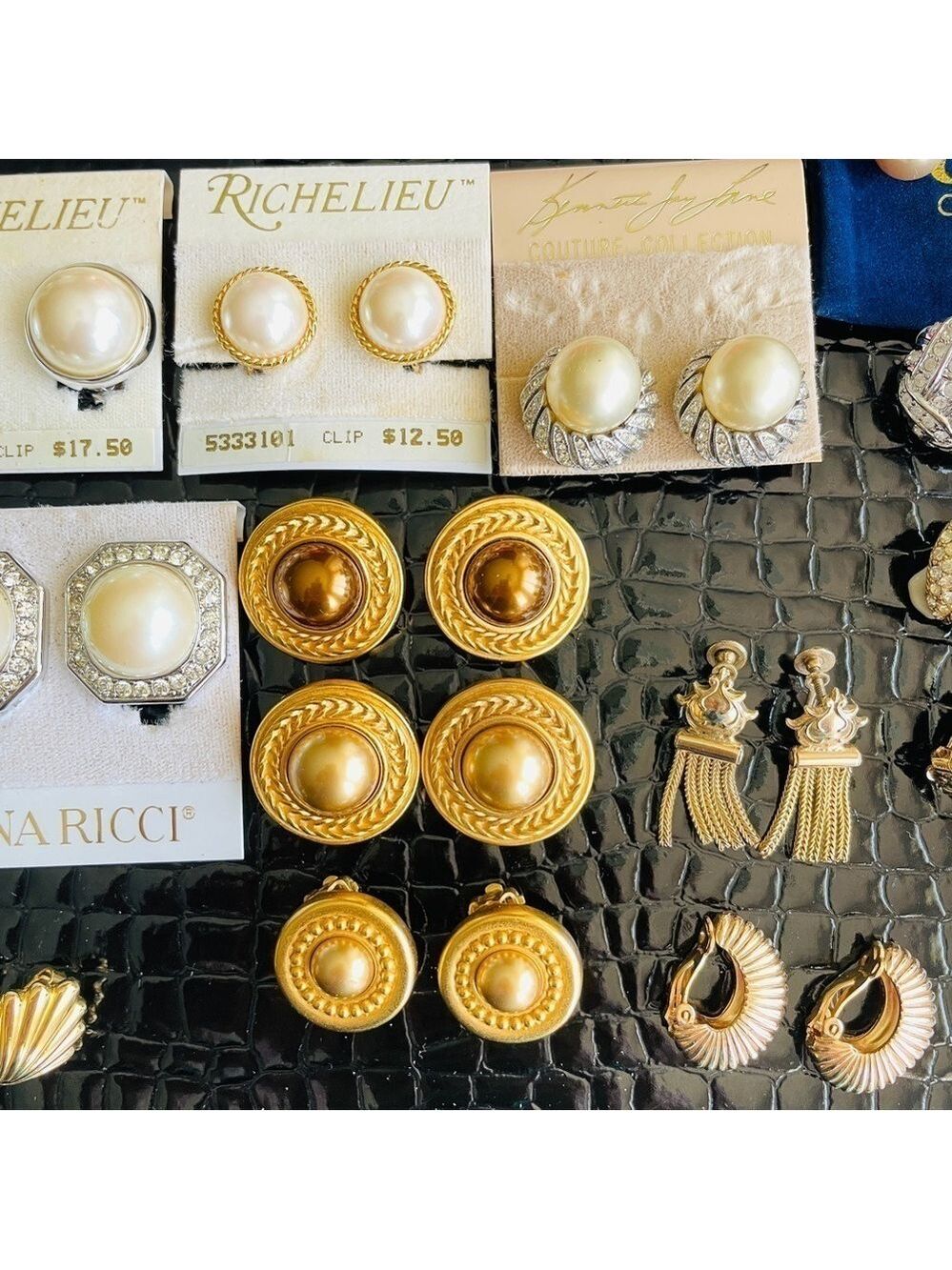 Crown Trifari Vintage Gold Plated Sea Shell Statement Nautical Clip On E… - Picture 11 of 15